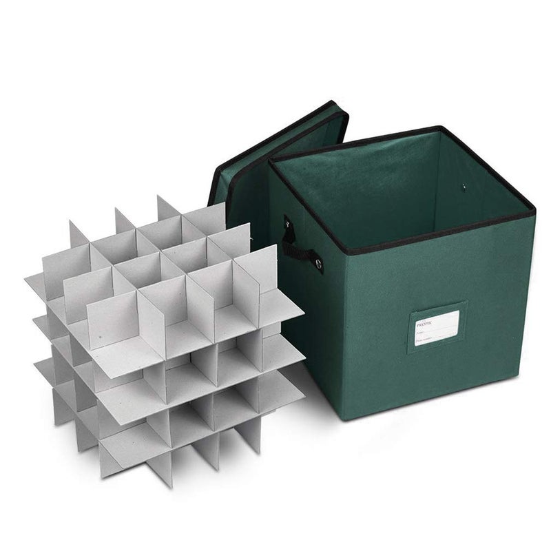 ProPik Christmas Ornament Storage Box, 4 Tier Holds Up to 64 Holiday Ornaments Decoration Balls, Storage Container with Dividers, Made with Durable 600D Oxford Polyester Material (Green) - Image 2